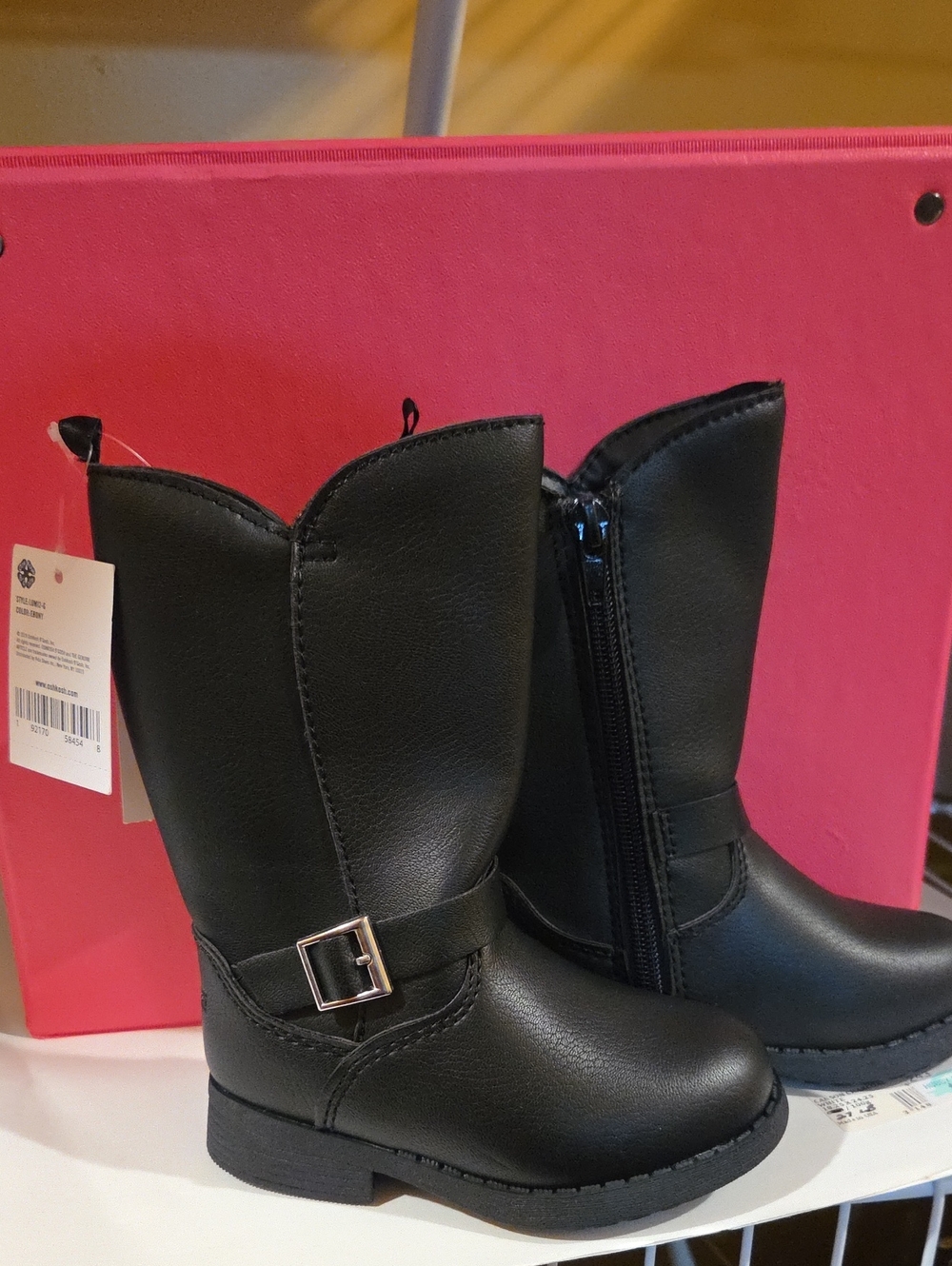 OshKosh B'gosh Black Kids Faux Leather Buckle Boots